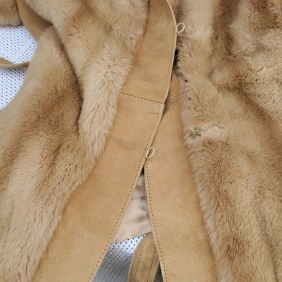 Lilli Ann London Leathers Faux Fur‎ Vintage Trench Coat S - Picture 13 of 16